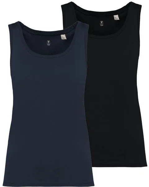 YTWOO YTWOO 2er Pack Damen Tank Top aus 100% Bio-Baumwolle, Navy-schwarz, – Produktbild 1 von 4