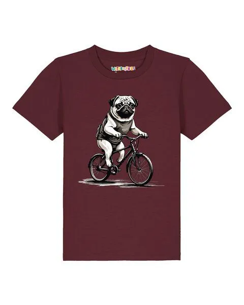 watabout.kids watabout.kids T-Shirt Kinder Mops auf Fahrrad, Burgundy, – Produktbild 1 von 2