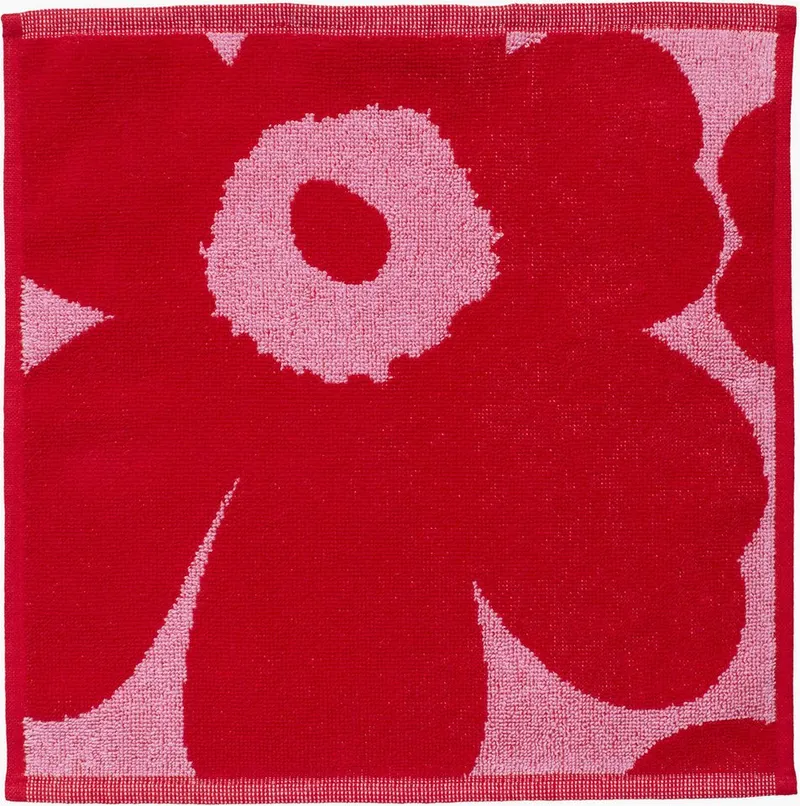 Marimekko Seiftuch UNIKKO, Frottee (1-St), 100% Baumwolle, angenehm weich, 30 x 30 cm, Rosa|rot, – Produktbild 1 von 2