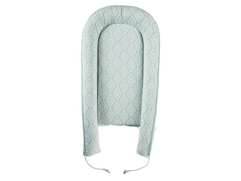 HANS NATUR Babynest Bio-Baumwolle, Kapok, Naturlatex, Maße 105 x 55 cm Raute mint, Grün, – Produktbild 1 von 2