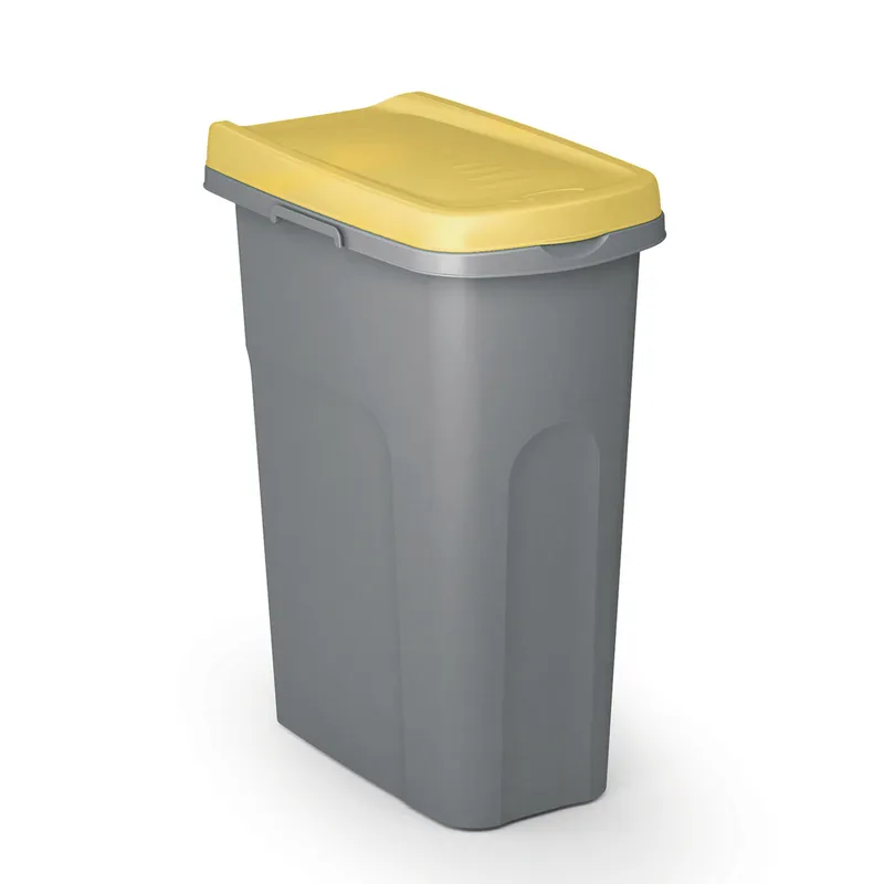 Casaria® Mülleimer Grau/Gelb Kunststoff 25L – Produktbild 1 von 2
