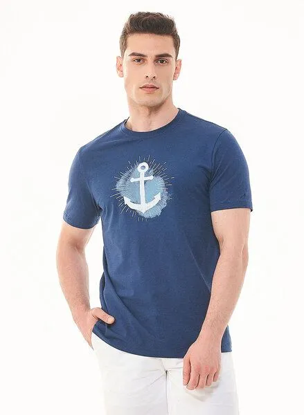 ORGANICATION ORGANICATION T-Shirt aus Bio-Baumwolle mit Anker-Print, Blau(navy), – Produktbild 1 von 4