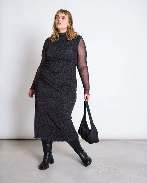 JAN N JUNE JAN 'N JUNE Mesh-Maxikleid ZALDI, Dark leo print, – Produktbild 4 von 4