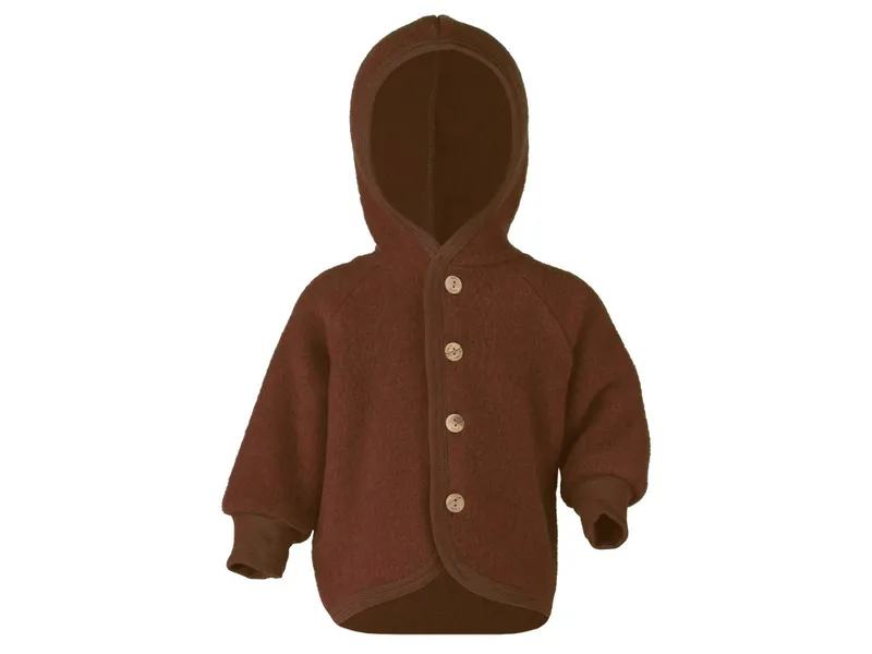 Engel natur Engel Natur Baby Jacke mit Kapuze Bio-Merinowolle Fleece melange-zimt Gr. 74/80, Braun, – Produktbild 1 von 2