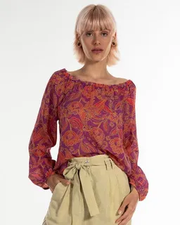 Alma & Lovis Alma & Lovis Print-Bluse im Carmenstil aus Bio-Baumwoll-Batist | Phoenix Carmenbluse – Produktbild 1 von 1