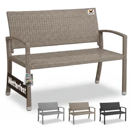 Casaria® Polyrattan Gartenbank Creme-Beige 122x58x87cm – Produktbild 1 von 1