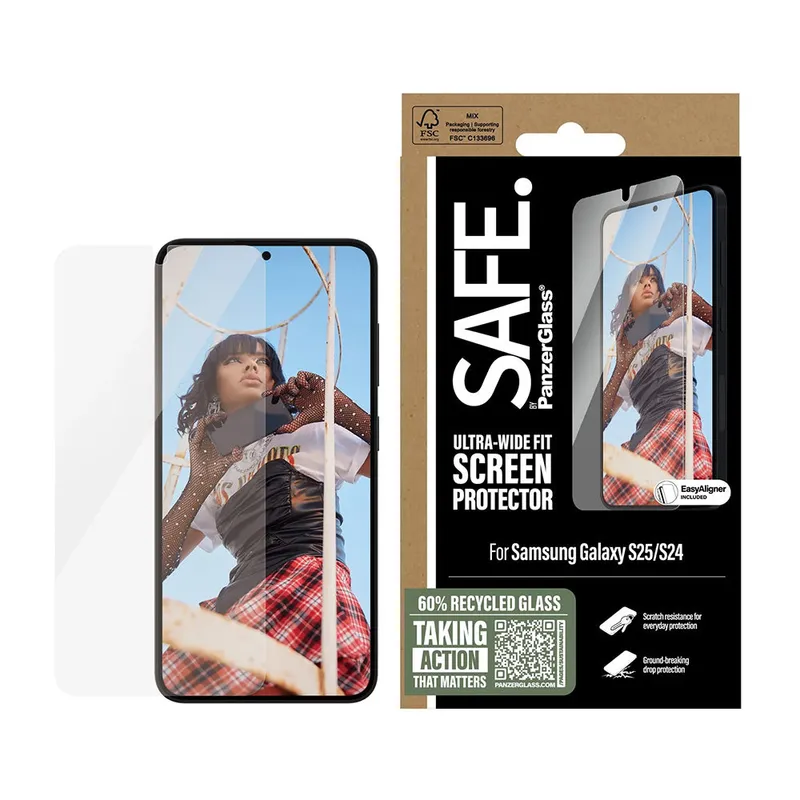 PanzerGlass Schutzfolie PanzerGlass Safe. Ultra-Wide Fit EasyAligner für Samsung Galaxy S25 S931 / S24 S921, Gehärtetes Glas, Vollverklebung. – Produktbild 1 von 1
