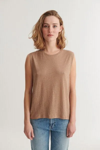 Basic Apparel Basic Apparel Tanktop ASHLY aus Bio-Leinen, Beige-summer-sand, – Produktbild 2 von 4