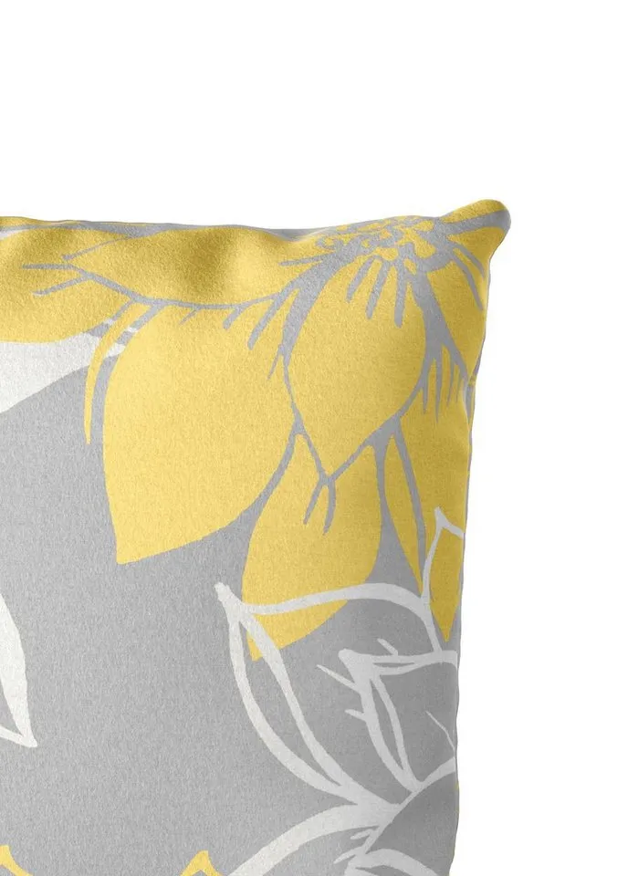 OTTO home Bettwäsche Susan in Gr. 135x200 oder 155x220 cm, Biber, 2 teilig, in verschiedenen Qualitäten, romantische Bettwäsche mit Blumen, Gelb|grau, – Produktbild 6 von 6
