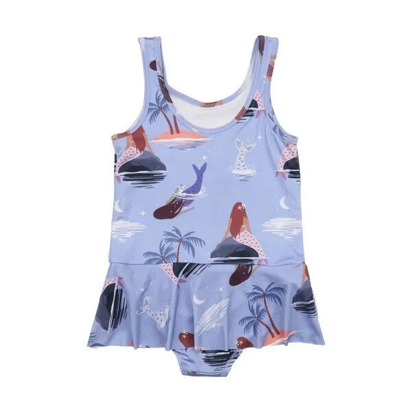 Walkiddy Mädchen Badeanzug Bio-Baumwolle GOTS lila – Walkiddy, bequemer Einteiler für Kinder, schnell trocknend, mit Rüschen und liebevollem Druck, nachhaltige Swimwear – Produktbild 2 von 2