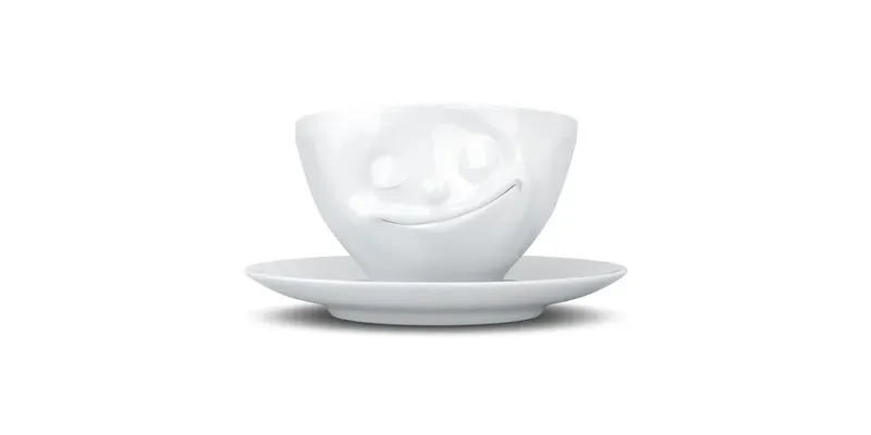 FIFTYEIGHT PRODUCTS FIFTYEIGHT PRODUCTS Dreidimensionale glückliche Porzellan Tasse – Produktbild 1 von 5