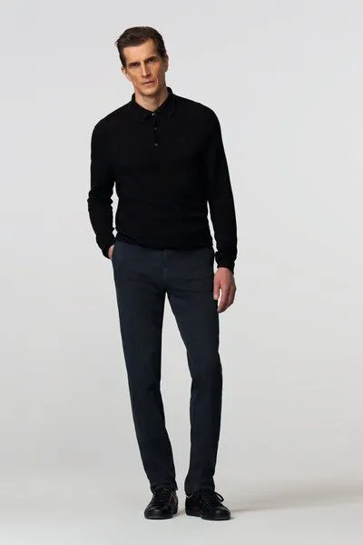 Meyer MEYER BAUMWOLLE-CHECK-CHINO, Blau (dunkelblau), – Produktbild 2 von 4