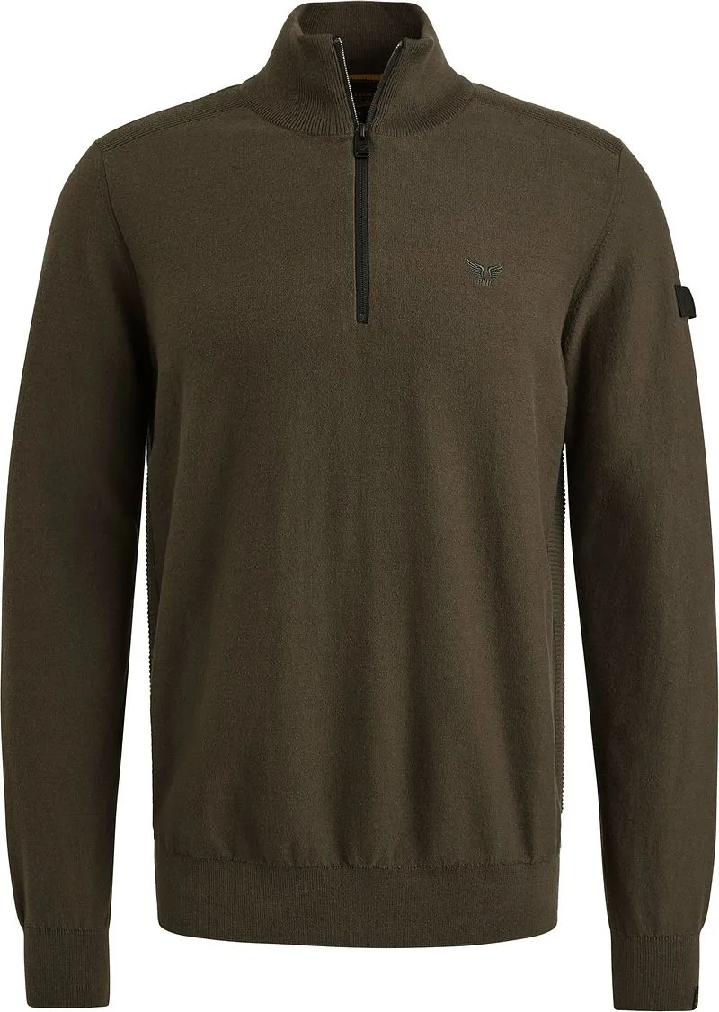 PME Legend PME Legend Half Zip Sweater Beluga Grün - Größe XL, Dunkelgrün, – Produktbild 1 von 5
