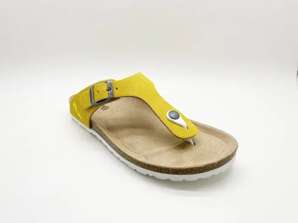 thies Vegane thies ® Eco Bio Thong Sandale aus rec. PET mit Kork-Tieffussbett, Sun (gelb), – Produktbild 3 von 4
