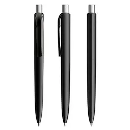 prodir prodir® Druckkugelschreiber DS8 PMM Push, blaue Mine, schwarz/silber satiniert – Produktbild 1 von 1