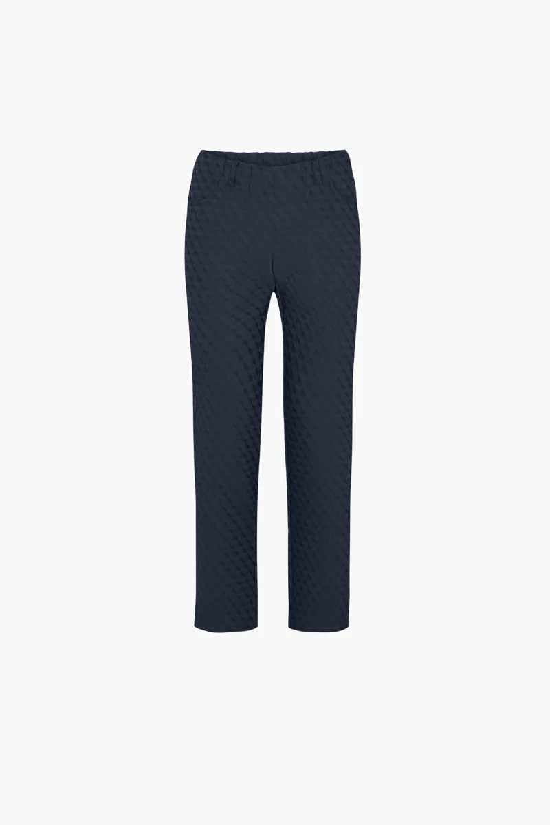 LAURIE LAURIE Damen vegan Hose Kelly Regular Short Länge Navy Jacquard, Extra dunkelblau, – Produktbild 2 von 2