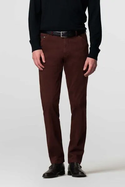 Meyer MEYER Mikrostruktur Baumwoll Chino, Rot (bordeaux), – Produktbild 1 von 5