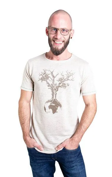 Life-Tree Life-Tree Hanf Shirt für Herren "Weltenbaum" in Natur – Produktbild 3 von 5