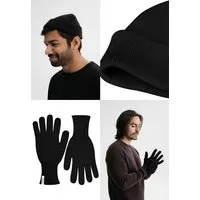 MELA MELA Bundle Feinstrick Mütze kurz LESH + Strick Handschuhe RISHI, Schwarz, – Produktbild 1 von 1