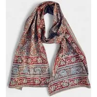 Der Lindwurm Der Lindwurm Kalamkari- Schal , Handdruck mit Pflanzenfarben, Rot/blau, – Produktbild 1 von 1