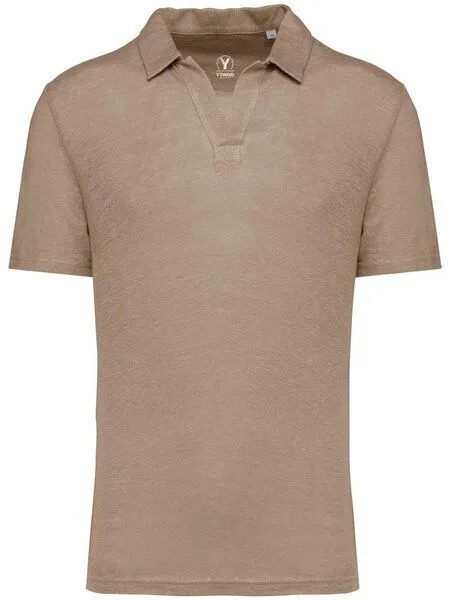 YTWOO YTWOO Herren Polohemd aus 100% Leinen, Beige, – Produktbild 1 von 4
