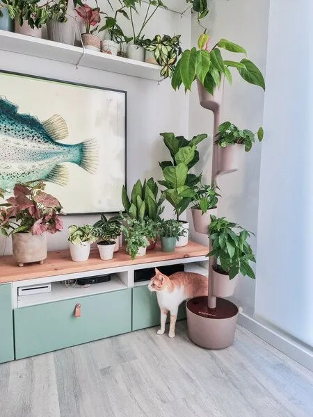 CitySens CitySens Vertikaler Blumentopf mit manueller Bewässerung 4 Blumentöpfe, Rinde-teak, – Produktbild 4 von 4