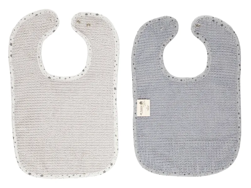 Wörner Südfrottier Wörner Südfrottier Druckknopflätzchen Bio-Baumwolle 2er-Set 26 x 40 cm, Grau, – Produktbild 2 von 2