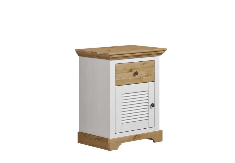 OTTO home Nachtkommode Rauna, Landhausstil, edles Design mit Lamellen und Kassetten, 2 Farben (B/H/T 56/69/39cm), FSC® zertifiziertes Kieferholz, massive Qualität mit viel Stauraum, Weiß, – Produktbild 2 von 5