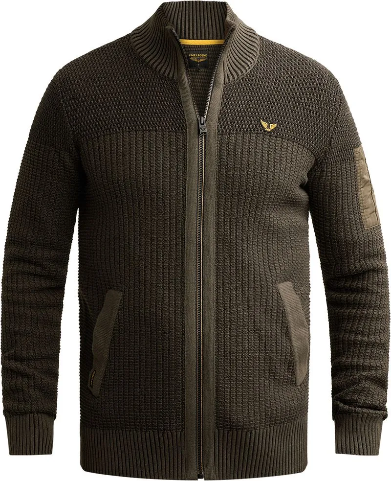 PME Legend PME Legend Multistructure Cardigan Beluga - Größe L, Grün, – Produktbild 2 von 5