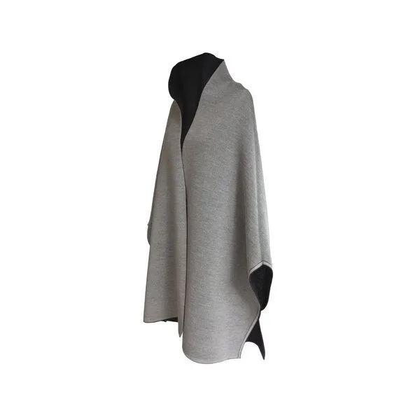 austriandesign.at austriandesign.at MantelCape reversibel aus extrafeiner Merinowolle, Anthrazit/grau, – Produktbild 4 von 4
