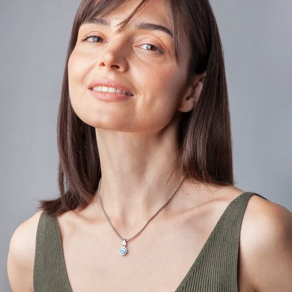 ALEXASCHA ALEXASCHA Kurze Kette mit Anhänger | Mix & Match | Silber, Azurblau, – Produktbild 2 von 4