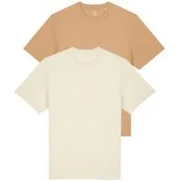 YTWOO YTWOO Doppelpack Unisex-T-Shirts aus schwerem Stoff | Bio-Baumwolle, Hellbraun/beige, – Produktbild 1 von 1