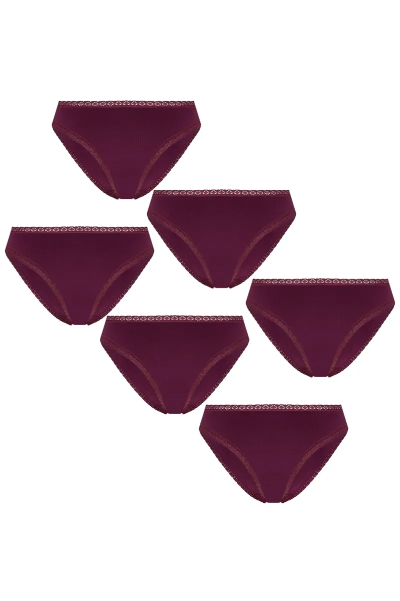 Albero Natur Albero Natur Damen vegan Multipack 6x Slips Mit Spitze Aubergine, Violett, – Produktbild 2 von 2