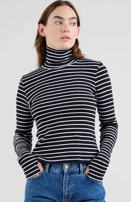 Dedicated DEDICATED Damen vegan Rollkragenpullover Malma Gestreift Schwarz/Weiß – Produktbild 1 von 1