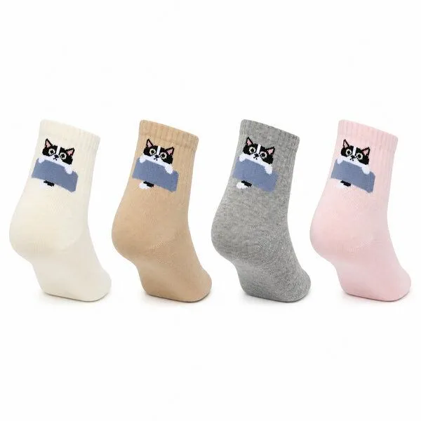 Bruno Barella Bruno Barella Damen Sneaker Socken aus Bio-Baumwolle – Tiermotiv Pastell Mix 4er Set – Produktbild 3 von 4