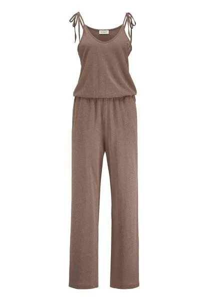 hessnatur hessnatur Jersey Jumpsuit Relaxed aus Leinen und reiner Bio-Baumwolle, Mocca, – Produktbild 3 von 4