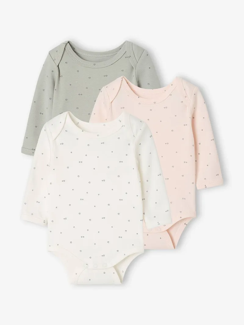 Vertbaudet 3er-Pack Baby Schlupfbodys langarm, Hellrosa, – Produktbild 1 von 4