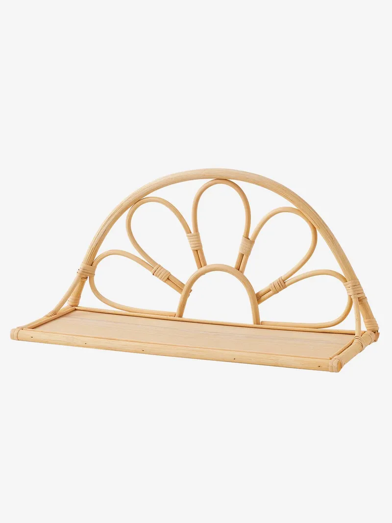Vertbaudet Wandregal aus Rattan BOHO Kinderzimmer, Braun/blumenform, – Produktbild 4 von 4