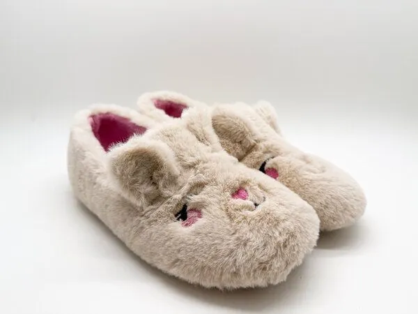 thies Veganer "thies ® Rec Rabbit Closed Slipper" aus kuscheligem recyceltem PES, Beige, – Produktbild 4 von 4
