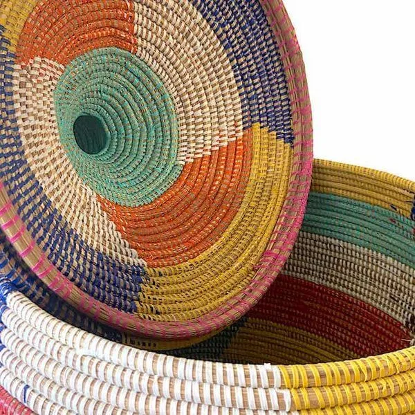 SWANE-Design SWANE-Design Afrikanischer Wäschekorb - Zick Zack Bunt – Produktbild 2 von 3