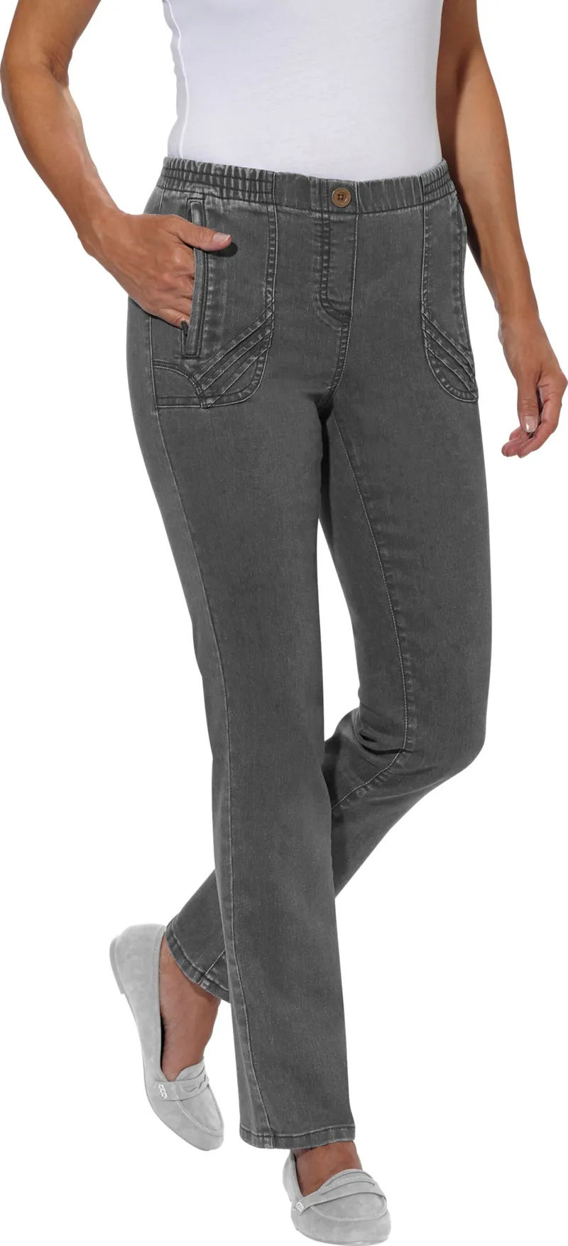 Witt Schlupfjeans, Stone-grey-denim, – Produktbild 3 von 3