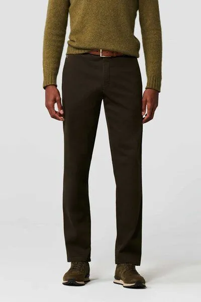 Meyer MEYER Micro Print Baumwoll Twill Chino, Grün (oliv), – Produktbild 1 von 3