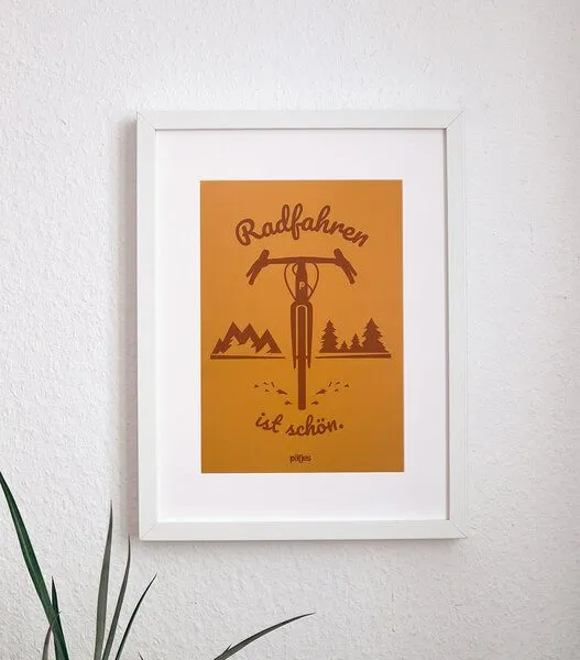 päfjes päfjes Radfahren ist schön / Gravel / Poster A4, Orange, – Produktbild 1 von 4