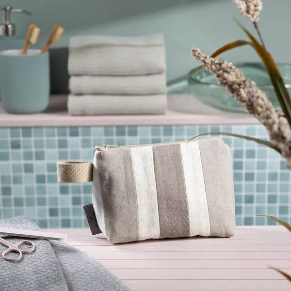 nahtur-design nahtur-design Kosmetiktasche aus 100% Leinen | Kleine Leinentasche, No_10 (blau), – Produktbild 2 von 4