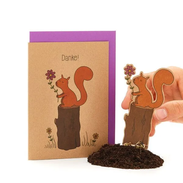Die Stadtgärtner Die Stadtgärtner Danksagungskarte mit Blumensamen - Motiv "Danke Eichhörnchen" – Produktbild 1 von 2