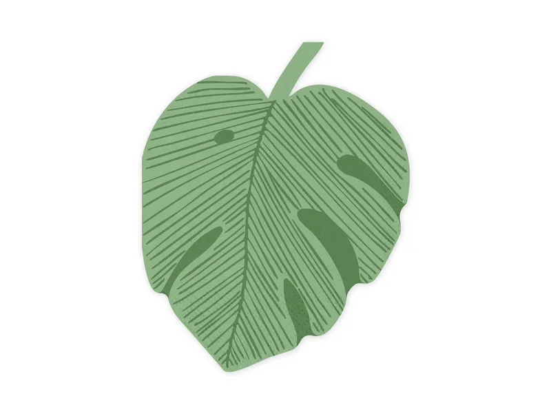 partydeco Papierserviette, Servietten Papier 14,5x18cm Monstera Blatt 12 Stück Grün, Grün, – Produktbild 1 von 5