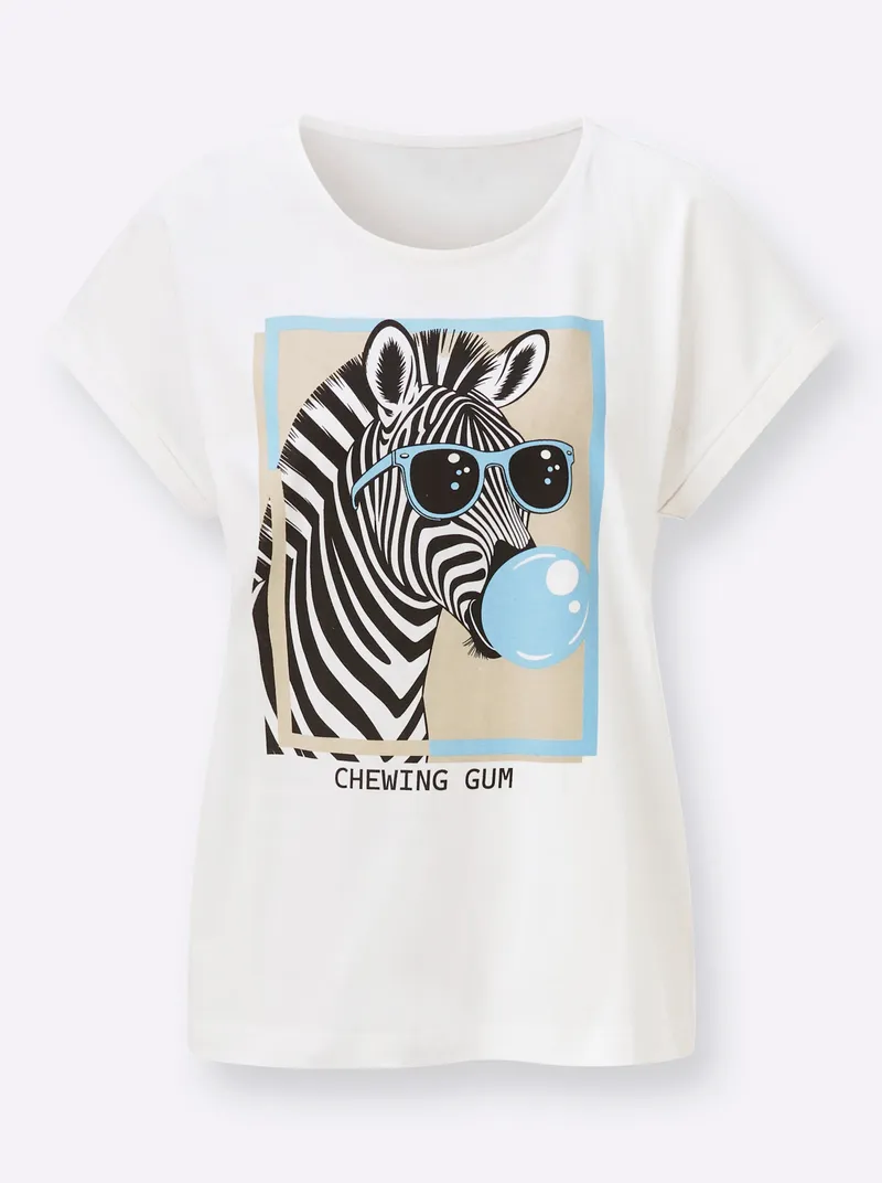 Witt Shirt weiß-schwarz-bedruckt, Weiß-schwarz-bedruckt, – Produktbild 2 von 2
