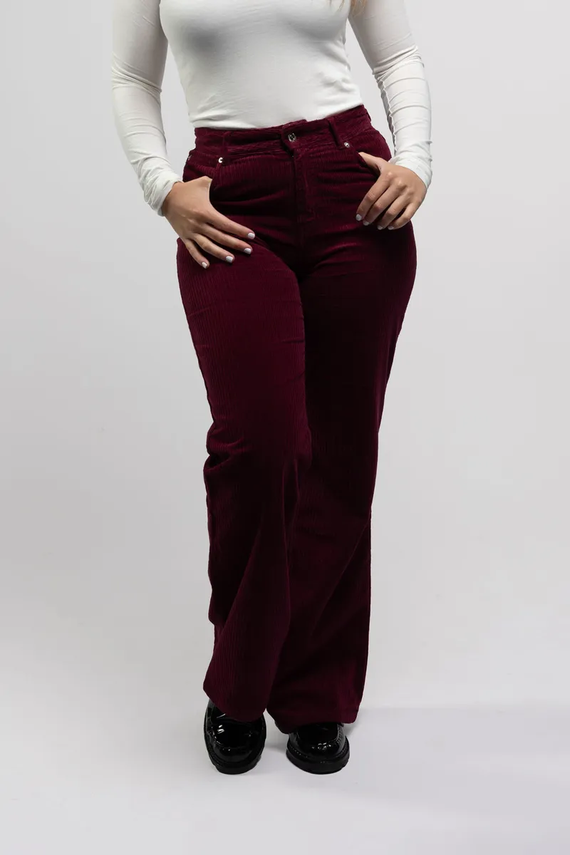 Côtelé Côtelé Damen vegan Flare-Hose In Pflaumenviolett, Violett, – Produktbild 2 von 2