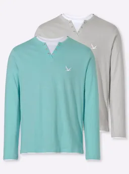 Catamaran Langarmshirt mint + hellgrau – Produktbild 1 von 1