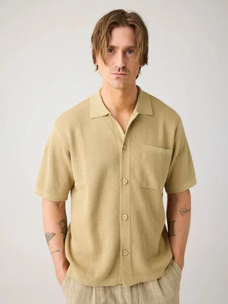 KnowledgeCotton Apparel KnowledgeCotton Apparel Regular Knit Shirt - aus Biobaumwolle, Twill (beige), – Produktbild 1 von 3